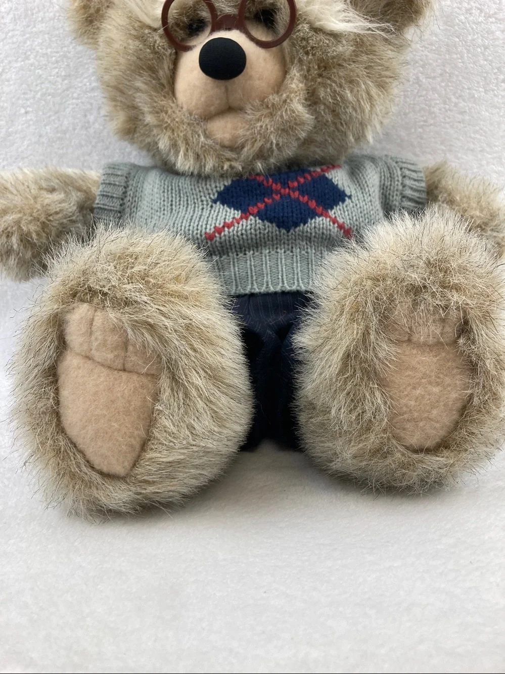 VTG 1985 Heartline Grandpa Bear Plush Stuffed Animal Toy 18” Balding